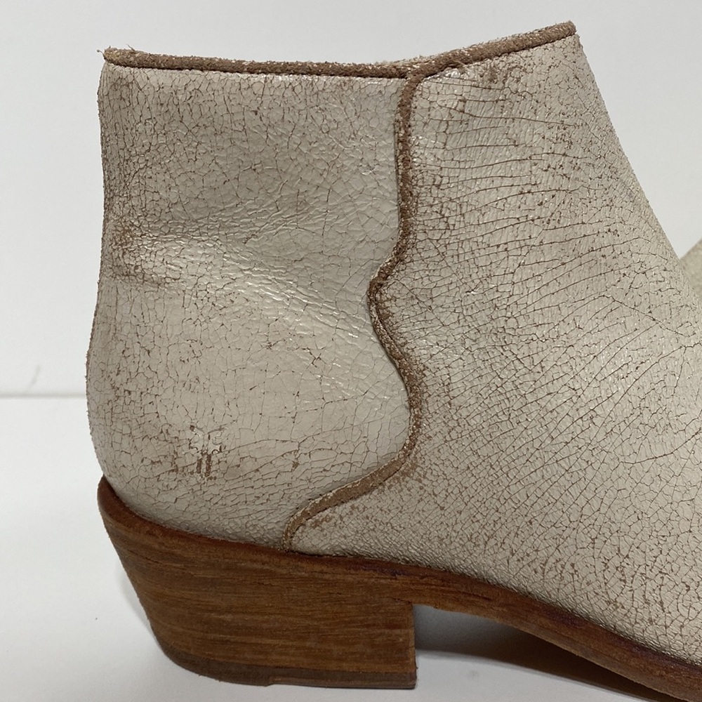 Frye Carson Piping Booties Off White Cream Distressed Color - Picture 3 of 17